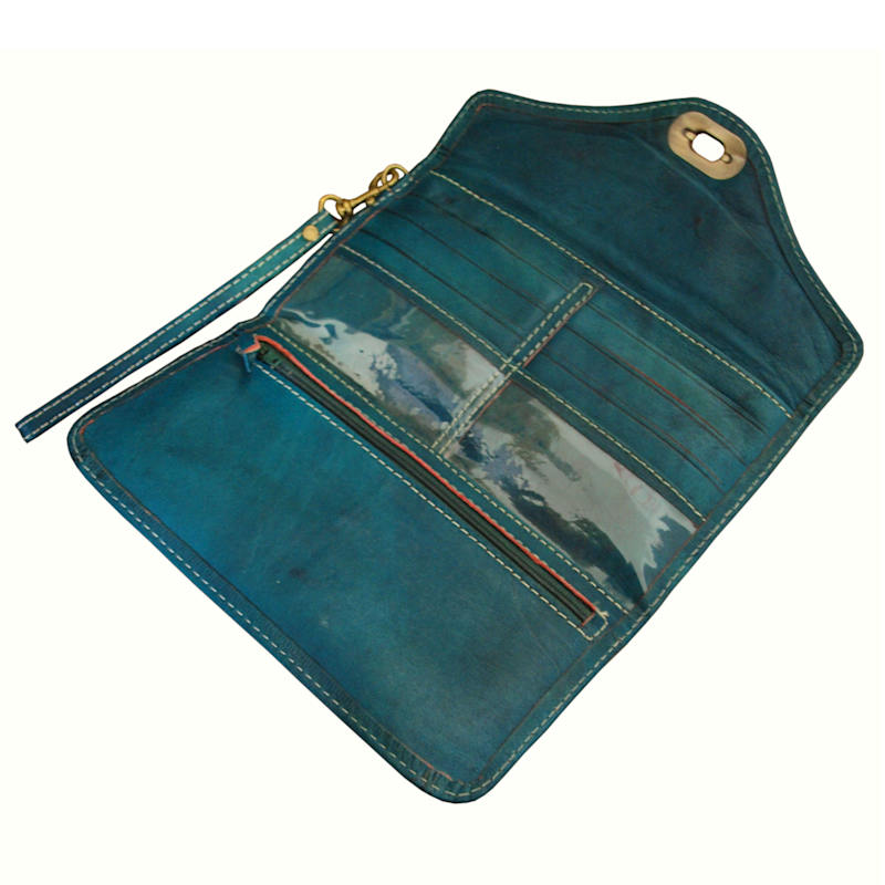 Thumbnail of Leather Tri-Fold Purse Teal image