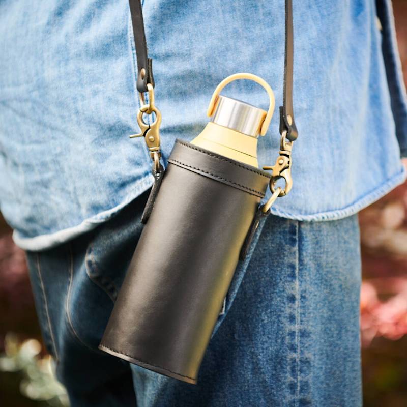 Thumbnail of Leather Water Bottle Holder With Strap image