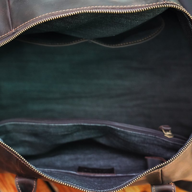Thumbnail of Leather Weekend Bag With Suit Compartment - Dark Brown image