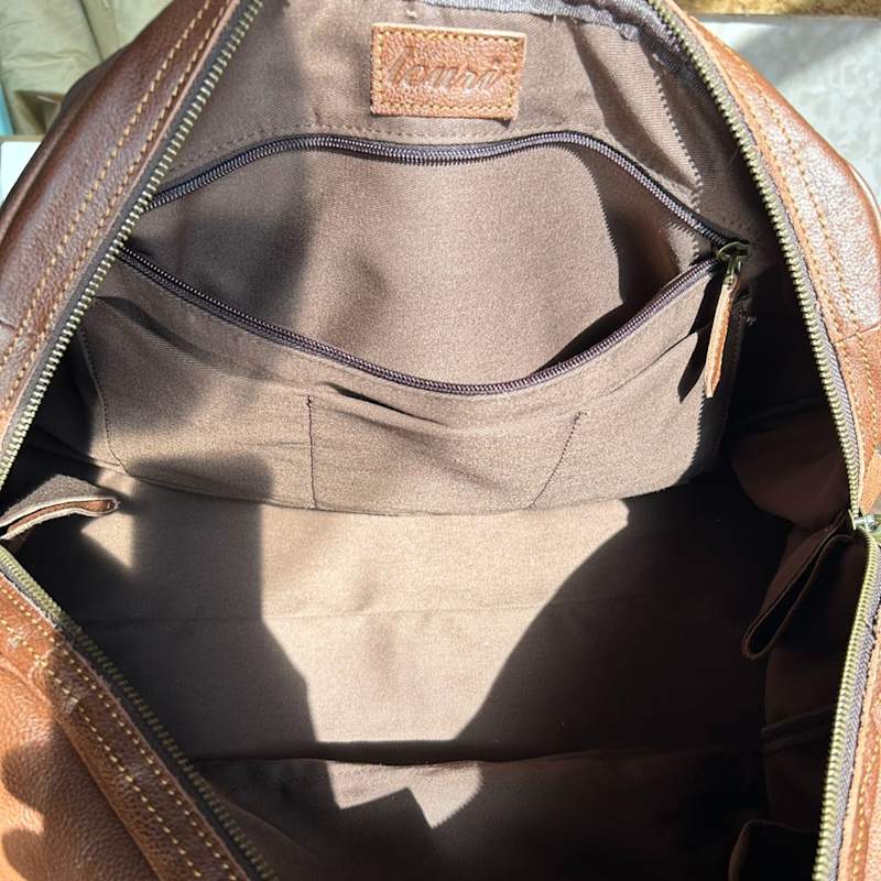 Thumbnail of Genuine Leather Duffel With Zip Pockets image