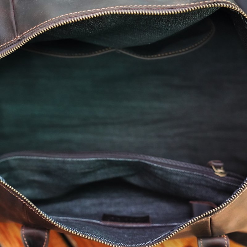 Thumbnail of Leather Weekend Bag With Suit Compartment - Light Brown image