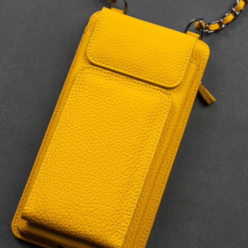 Thumbnail of Leather Yellow Crossbody Bag Phone Wallet - Columbus image