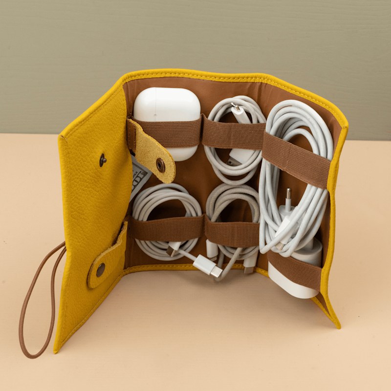 Thumbnail of Leather Yellow Travel Tech Organizer - Riverside image