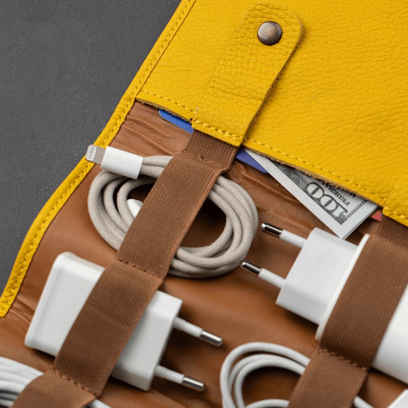 Thumbnail of Leather Yellow Travel Tech Organizer - Riverside image