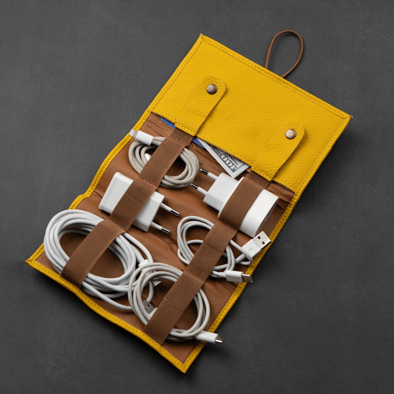 Thumbnail of Leather Yellow Travel Tech Organizer - Riverside image