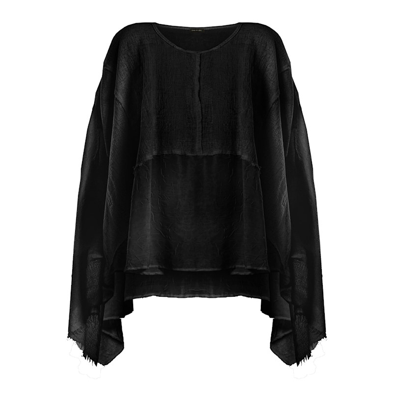 Heve へイヴ Ladybug Tops black Leila Top - Boho Poncho Blouse - Black | Zhenabia | Wolf & Badger