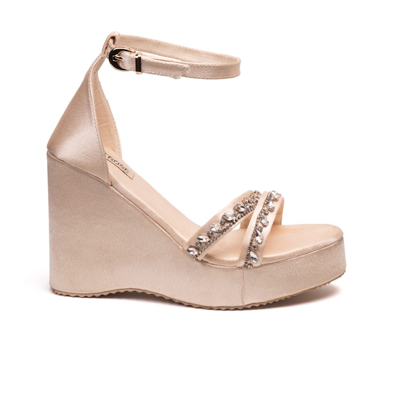 Thumbnail of Leilani Buttermilk Hand Embellished Luxury Wedge Shoe image