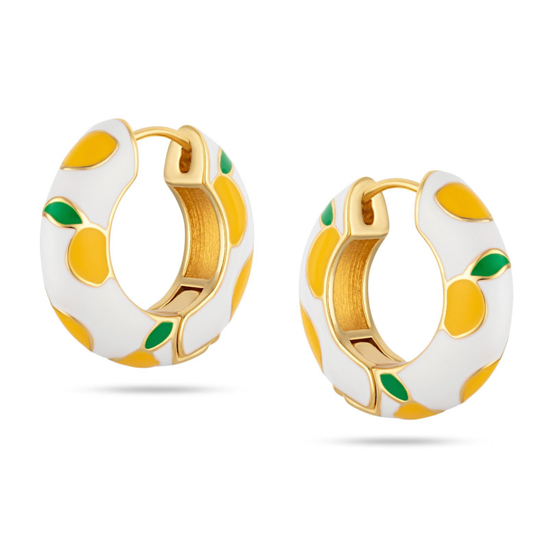 Thumbnail of Lemon Gold Ceramic Hoop Earring image