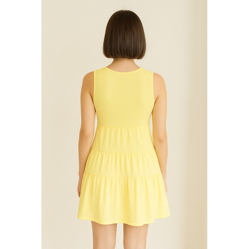 Conquista Sleeveless V-neck Jersey Dress - Yellow