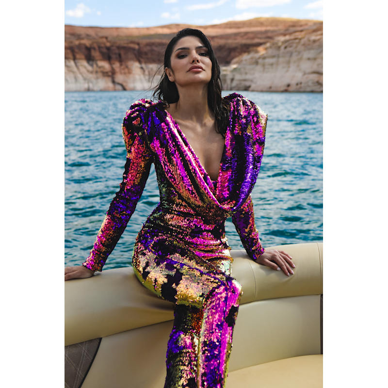 Lemuria Seven Sequined Chameleon Multicolored Catsuit By Dani