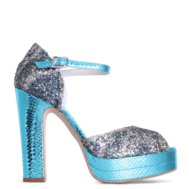 Thumbnail of Lena Blue Crystal Platform Block Heel image