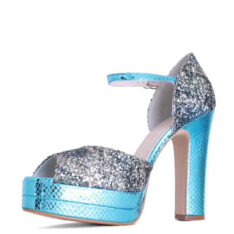 Thumbnail of Lena Blue Crystal Platform Block Heel image