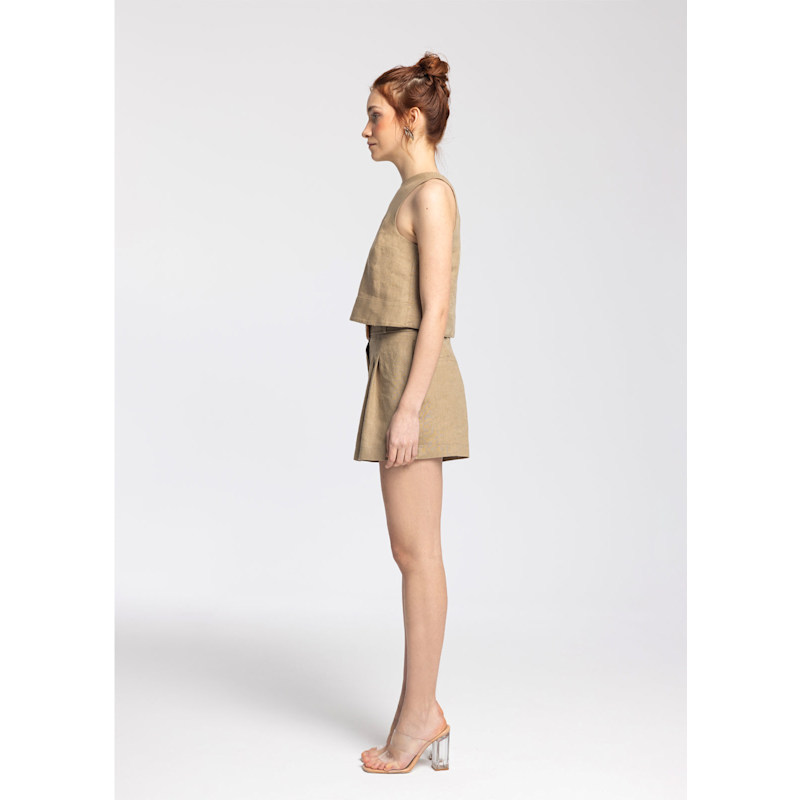Thumbnail of Lena Linen Top - Dark Beige image