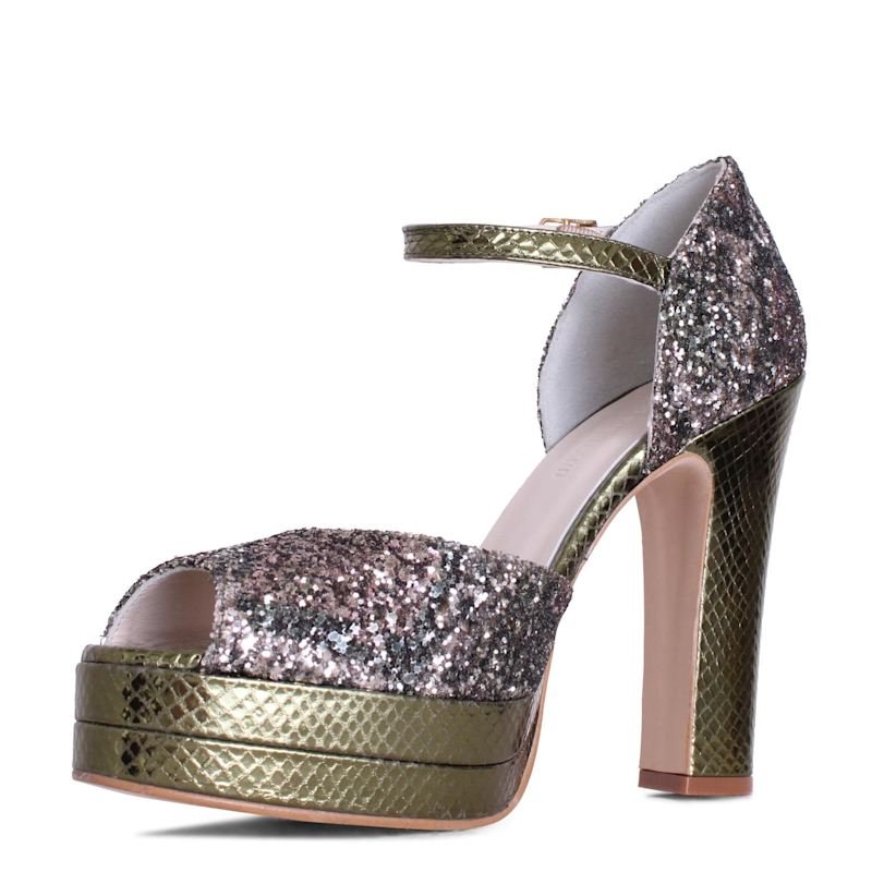Thumbnail of Lena Green Crystal Platform Block Heel image