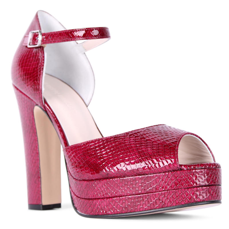 Thumbnail of Lena Red Platform Block Heel image