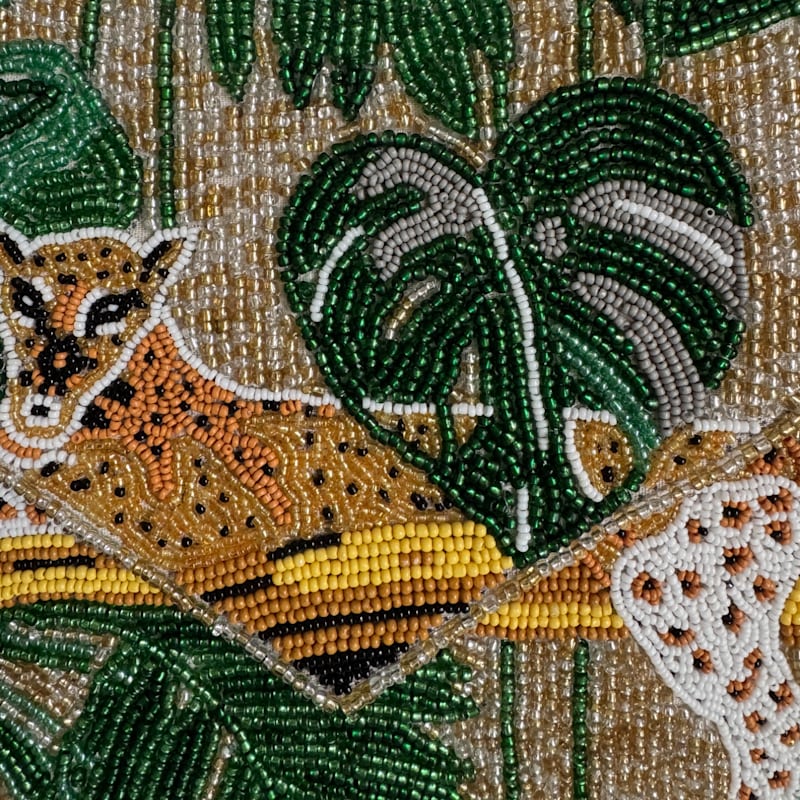 Thumbnail of Leopard Hand Beaded Clutch Bag Gold Forest image