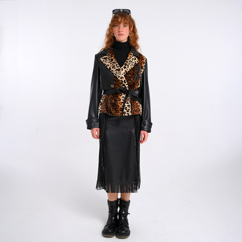 Thumbnail of Leopard Print And Vegan Leather Jacket image