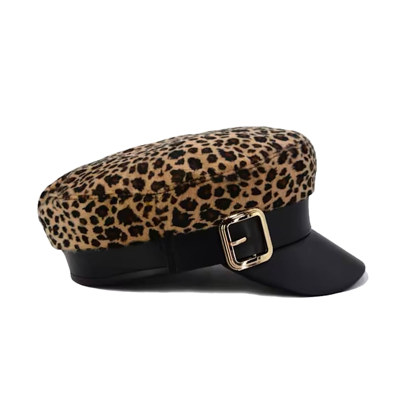Thumbnail of Leopard Print Buckled Baker Boy Hat image
