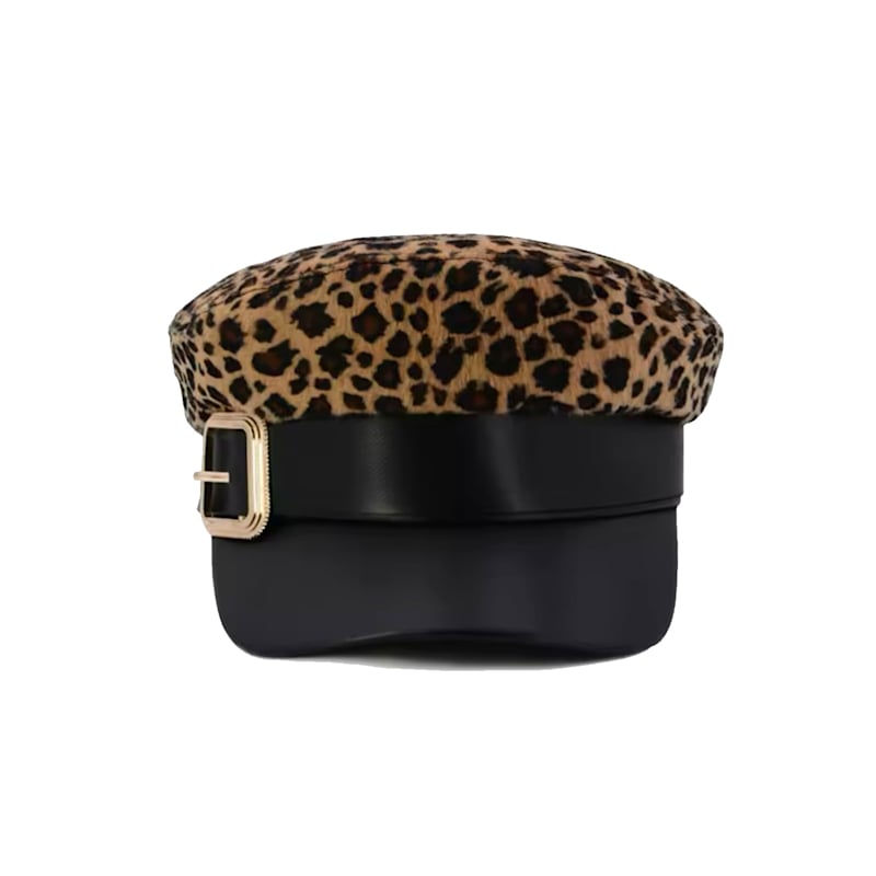 Thumbnail of Leopard Print Buckled Baker Boy Hat image