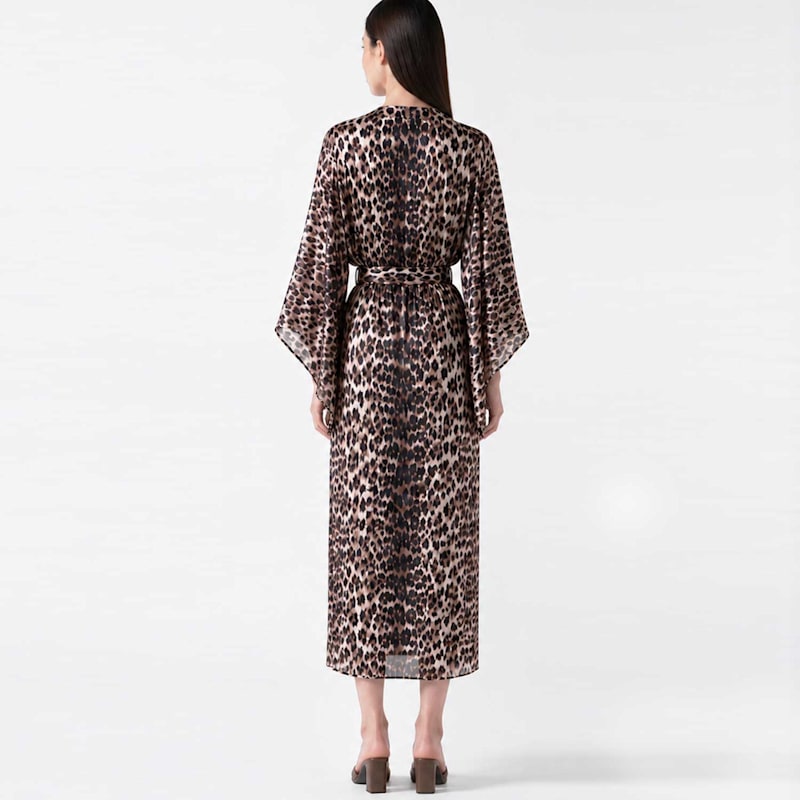 Thumbnail of Leopard Print Silky Satin Kimono image
