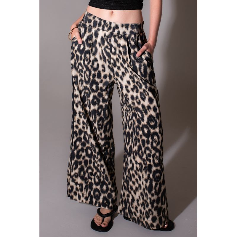 Thumbnail of Leopard Wide Leg Pull On Pant image