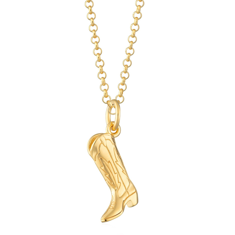 Collier Pendentif Bottine Western émaillé – Doré Et Multicolore (occasion Vintage)