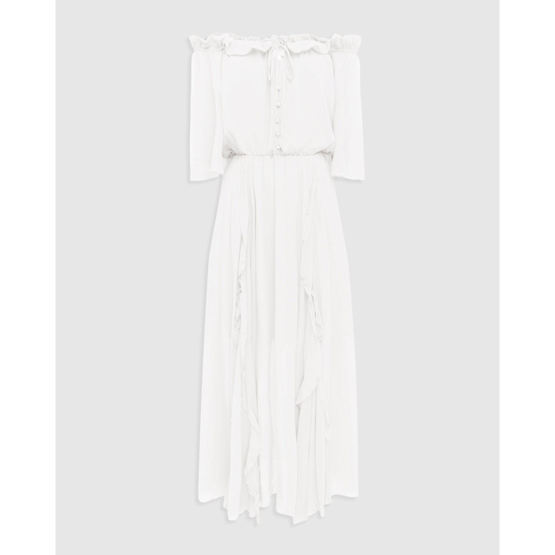 Thumbnail of Amour Amour Ruffled Midi Dress - White image