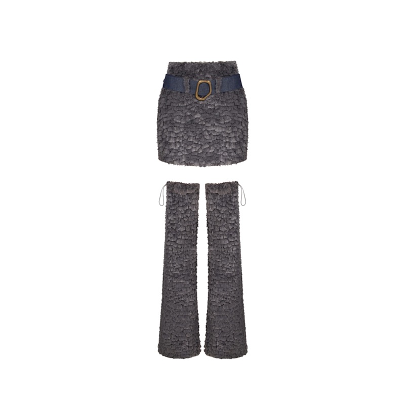 Thumbnail of Lian - Grey Mini Skirt With Gaiters image