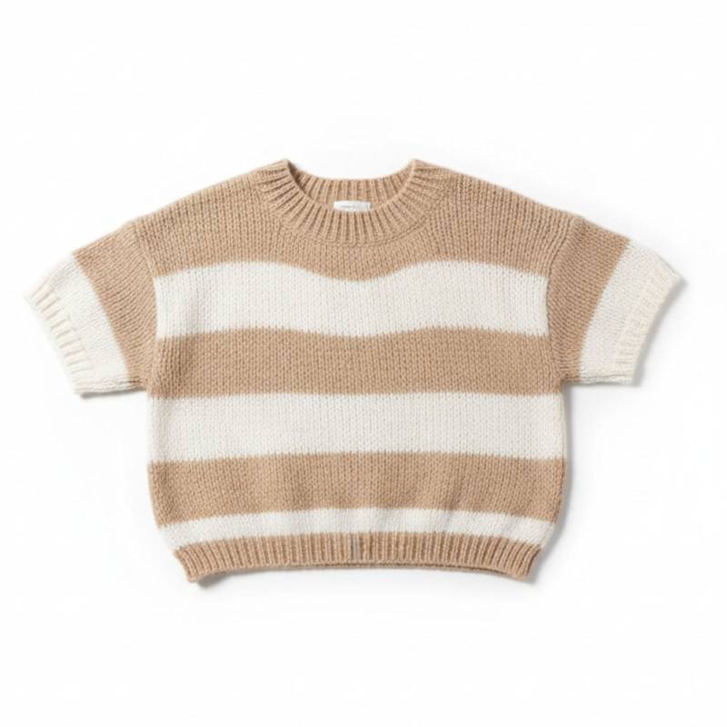 Thumbnail of Light Brown Striped Jumper With Short Sleeves image