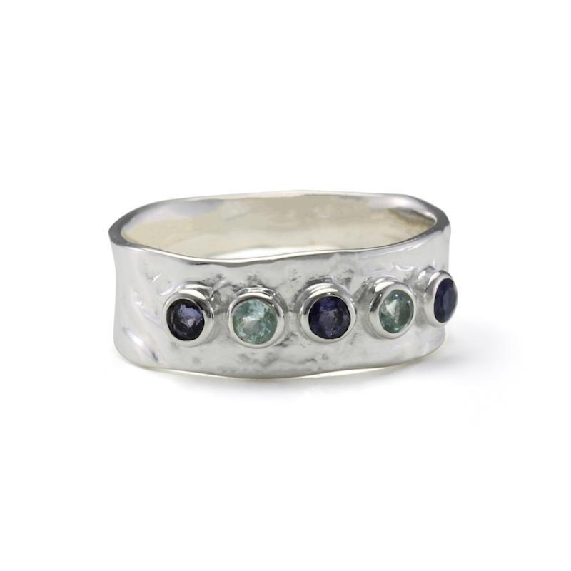 Thumbnail of Lightly Hammered Silver Blue Topaz & Iolite Ring image