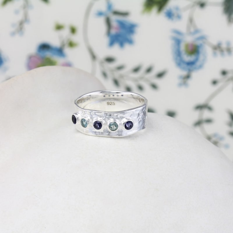 Thumbnail of Lightly Hammered Silver Blue Topaz & Iolite Ring image