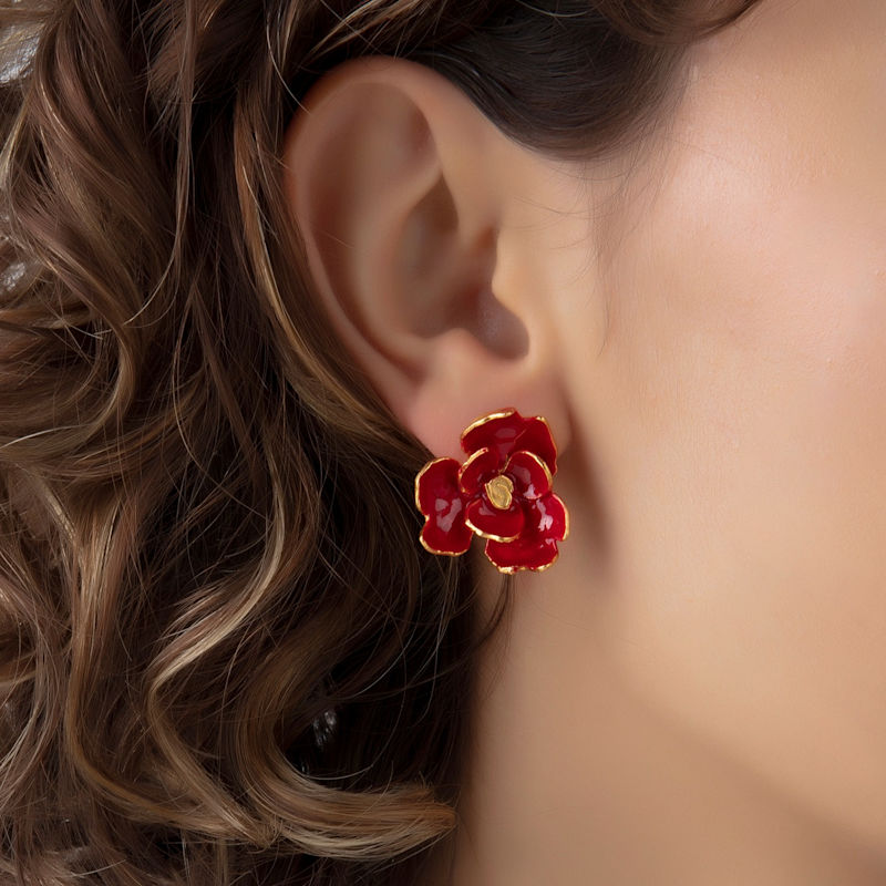 Thumbnail of Red Rose Flower Earrings image