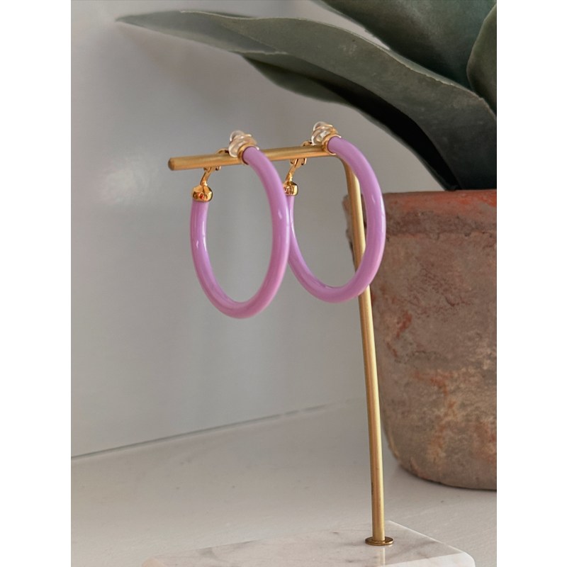 Thumbnail of Lilac Resin Hoop Clip Earrings image