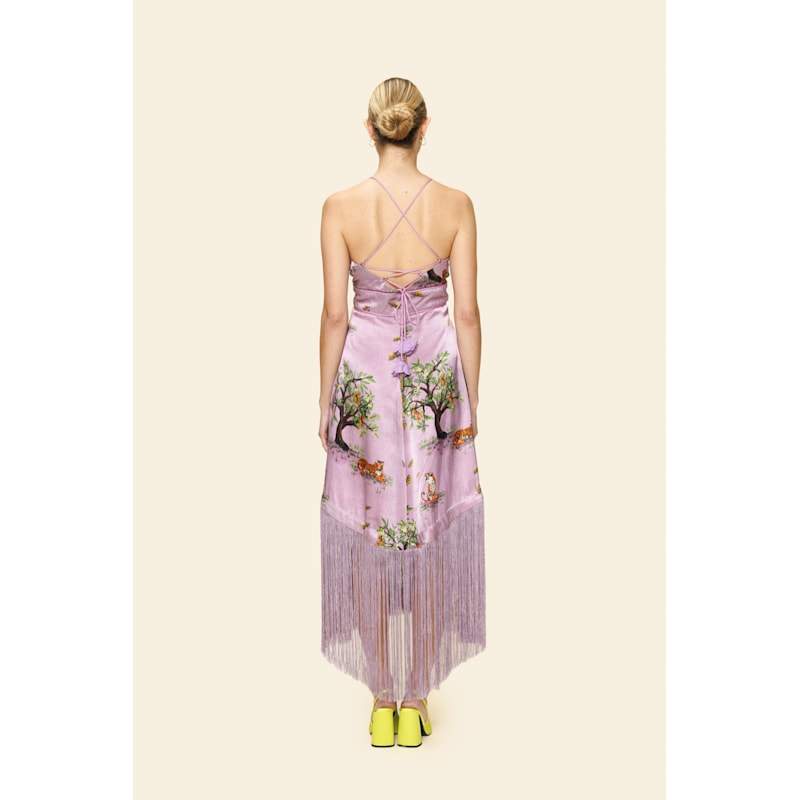 Thumbnail of Lilac Shanti Tiger Backless Fringe Dress image