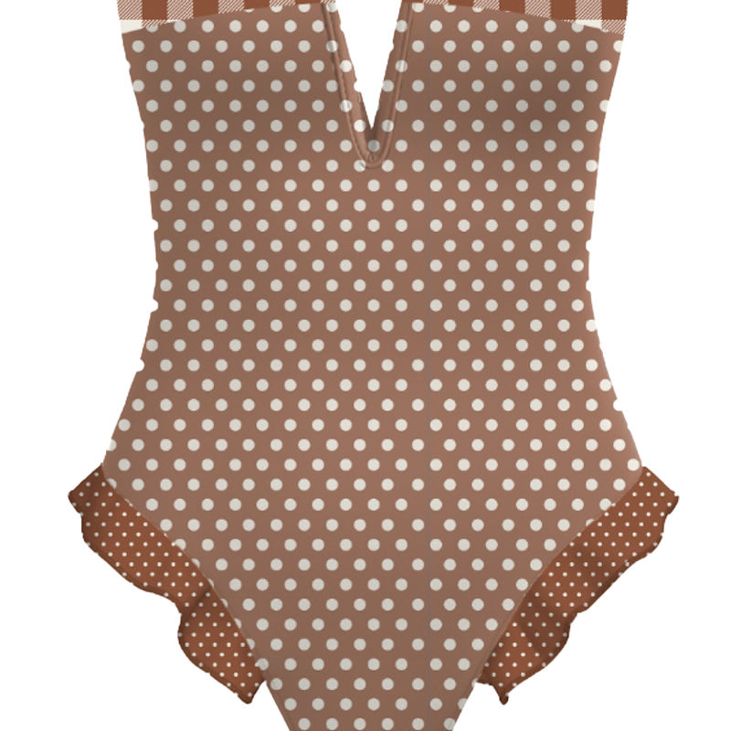 Thumbnail of Lily Ruffled One Piece / Mocha Polka image