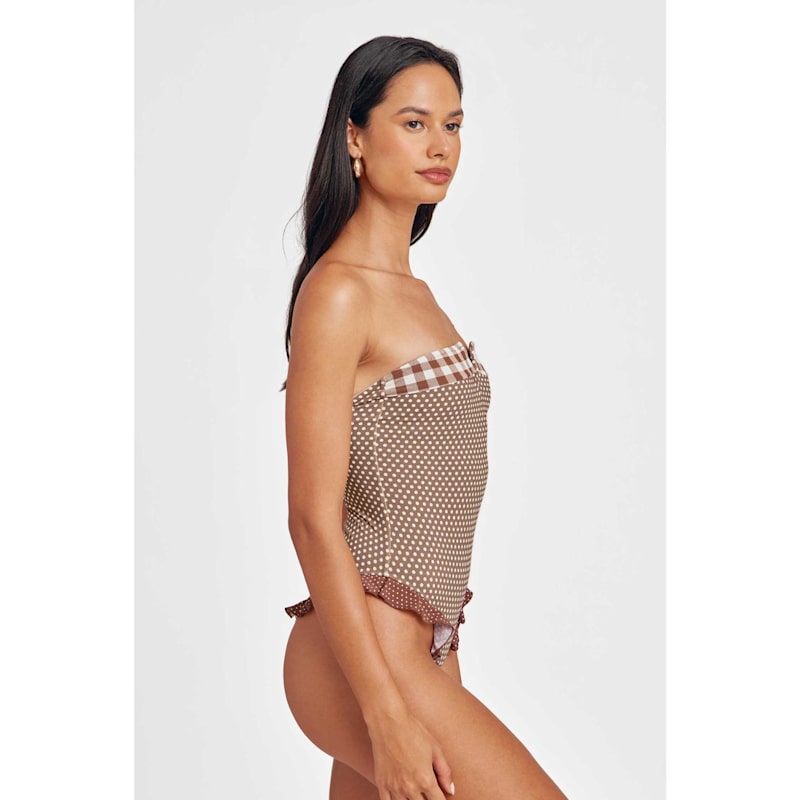 Thumbnail of Lily Ruffled One Piece / Mocha Polka image