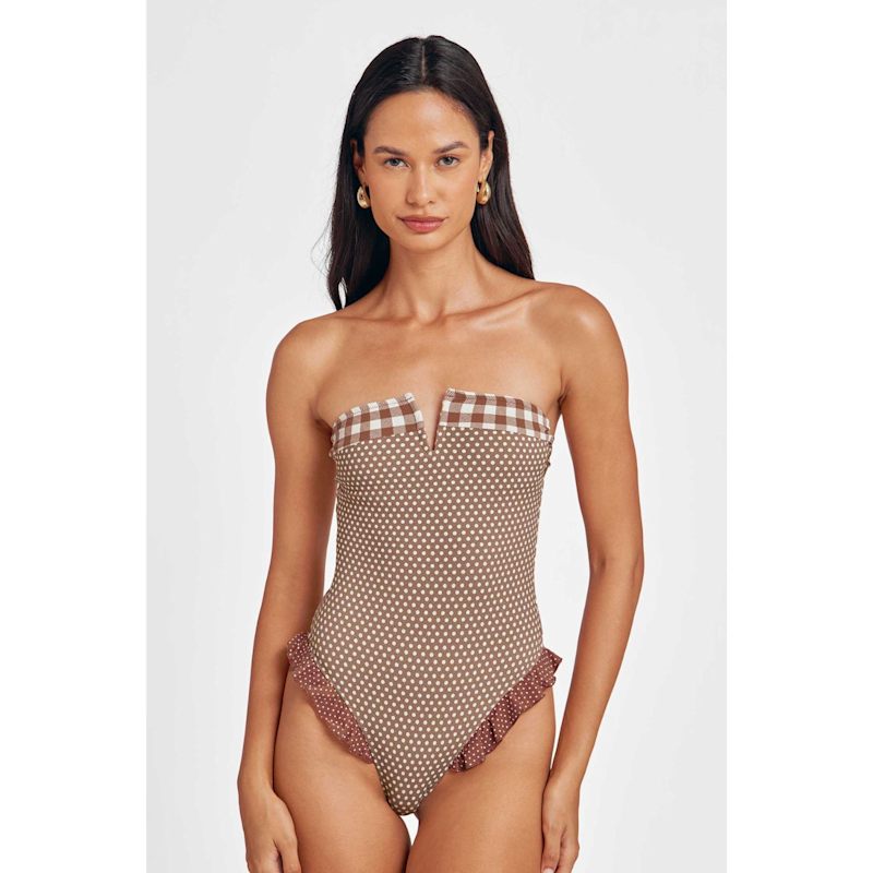 Thumbnail of Lily Ruffled One Piece / Mocha Polka image