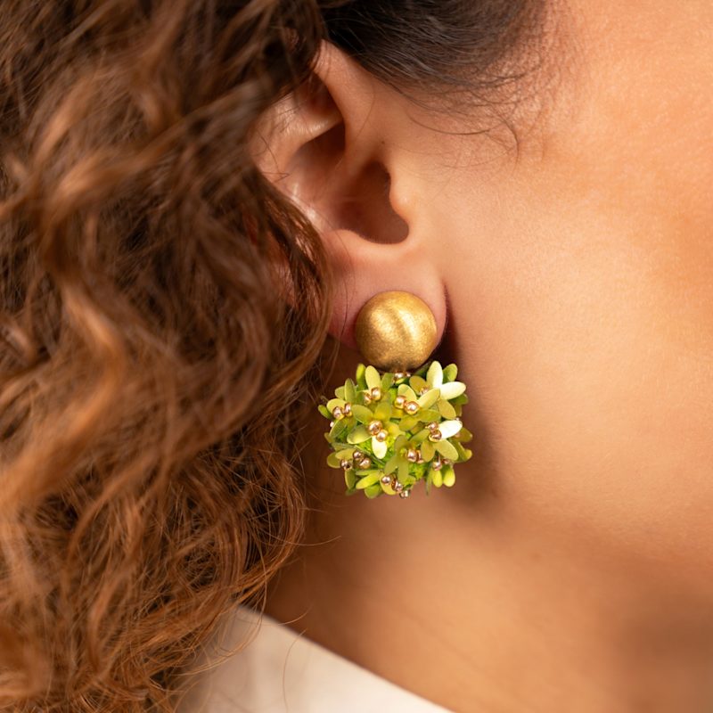 Thumbnail of Lime Earrings Daisy Flower Globe S image