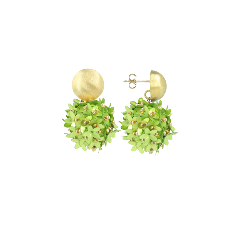 Thumbnail of Lime Earrings Daisy Flower Globe S image