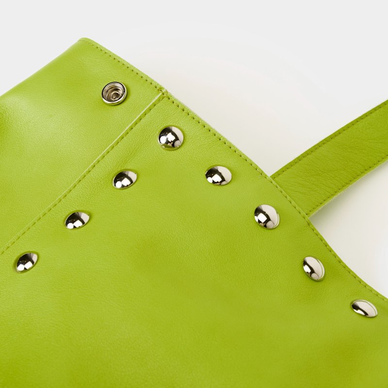 Thumbnail of Lime Green Studded Leather Tote Bag image