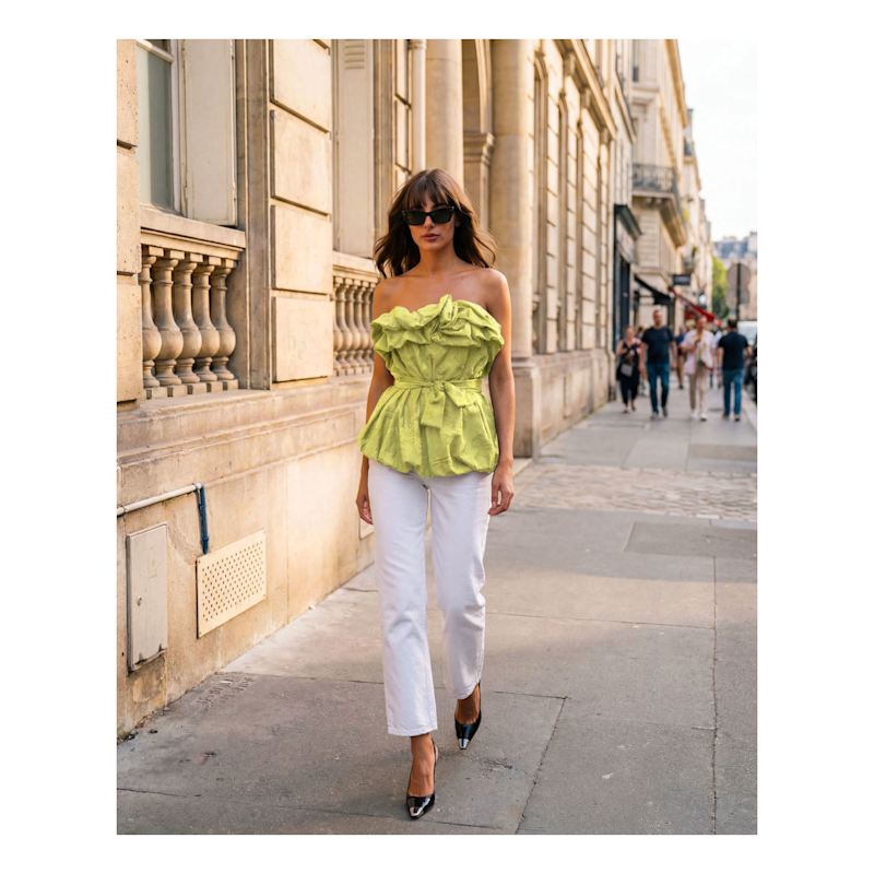 Thumbnail of Lime Rose Print Bustier Top - Special Capsule "Self.Readytowear" image