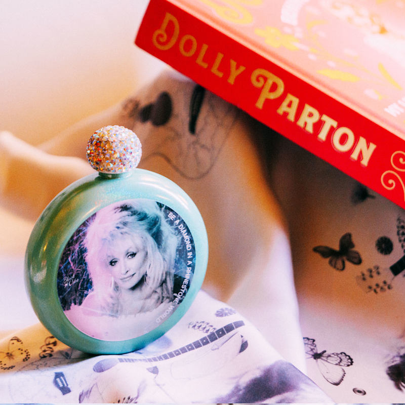 Thumbnail of Limited Edition Festival Dolly Parton Tribute Glitter Retro Mint Spirit Flask image