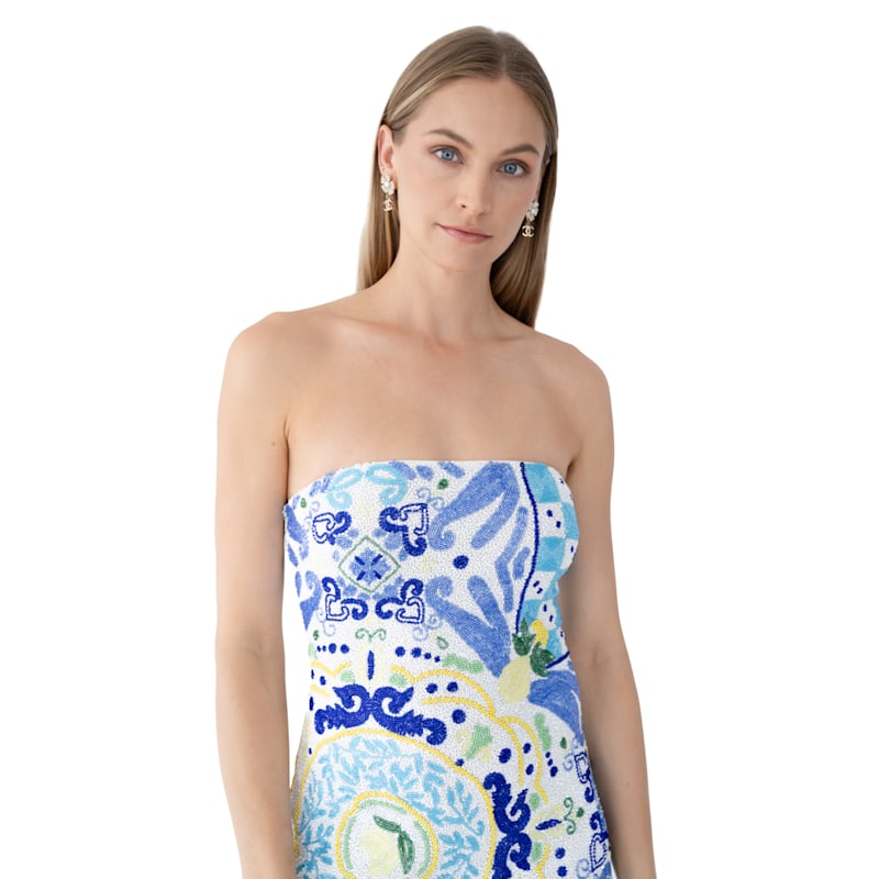 Thumbnail of Limoncello Hand-Beaded Embellished Mini Dress- Blue image