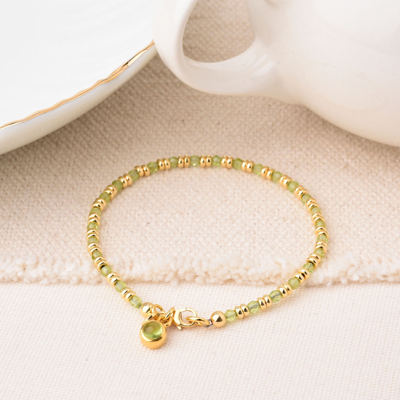 Thumbnail of Linear August Birthstone Bracelet Peridot Sterling Silver image