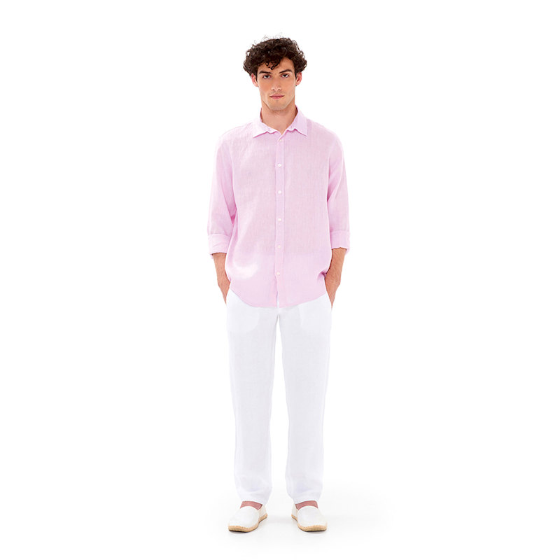 Thumbnail of Linen Basic Long-Sleeved Shirt-White image