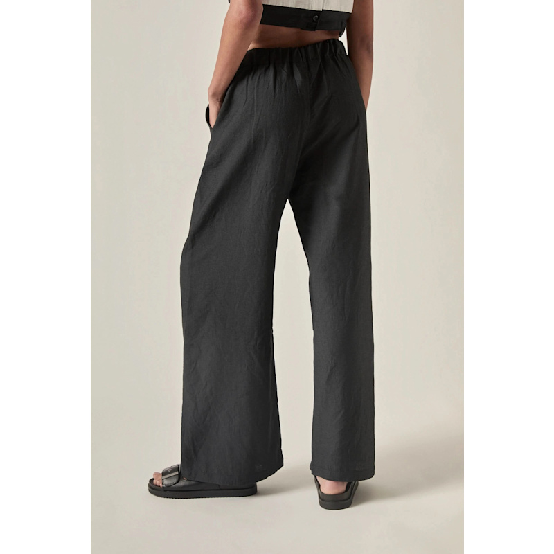 Thumbnail of Linen Blend Black Drawstring Trousers image