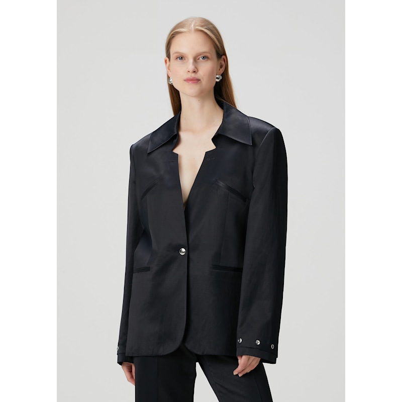 Thumbnail of Linen Blend Woven Jacket - Jet Black image