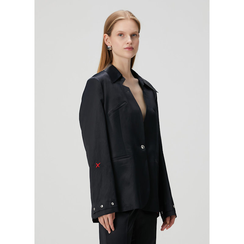 Thumbnail of Linen Blend Woven Jacket - Jet Black image