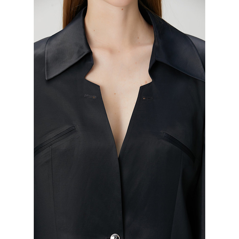 Thumbnail of Linen Blend Woven Jacket - Jet Black image