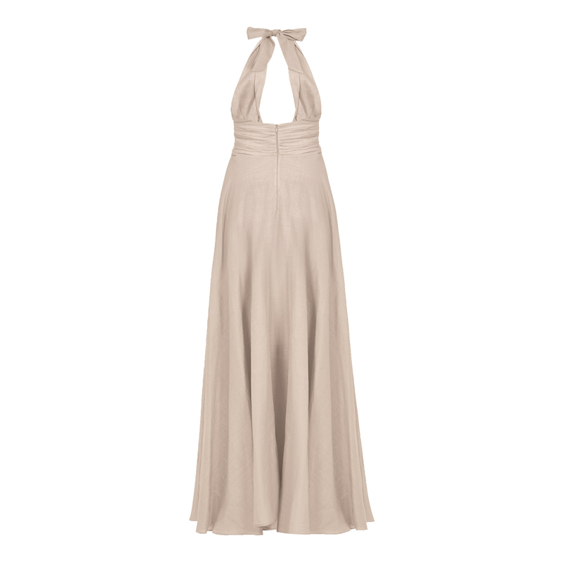 Thumbnail of Linen Draped Maxi Dress - Stone image